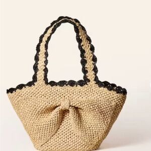Kate Spade Tan and Black Shoulder Bag with Woven Design
